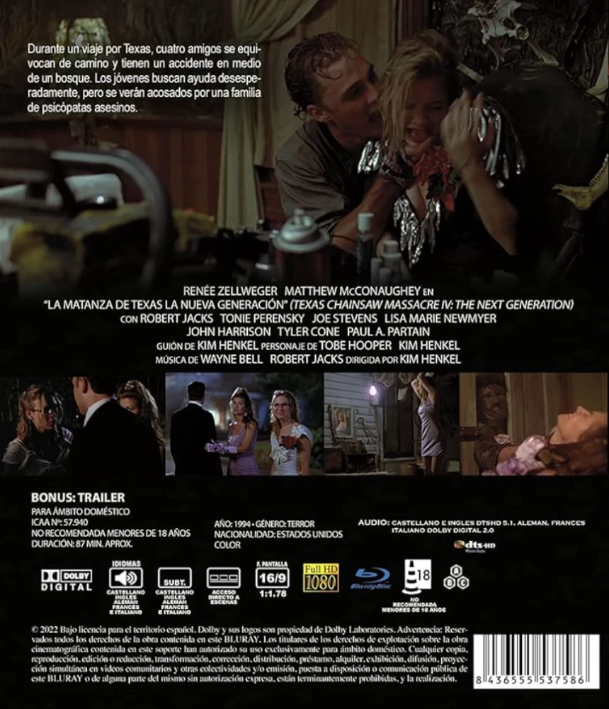 Texas Chainsaw Massacre 4 - Teksasin Moottorisahamurhat: Uusi Sukupolvi  Texas chainsaw massacre - Next generation (Blu-ray)