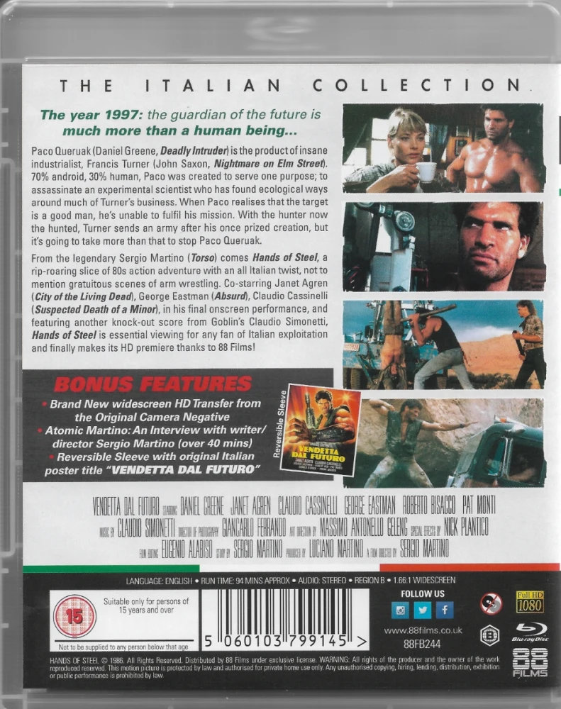 Ohjelmoidut lihakset - Hands of Steel (Blu-ray) Vendetta dal futuro / Fists of Steel | The Italian Collection #18