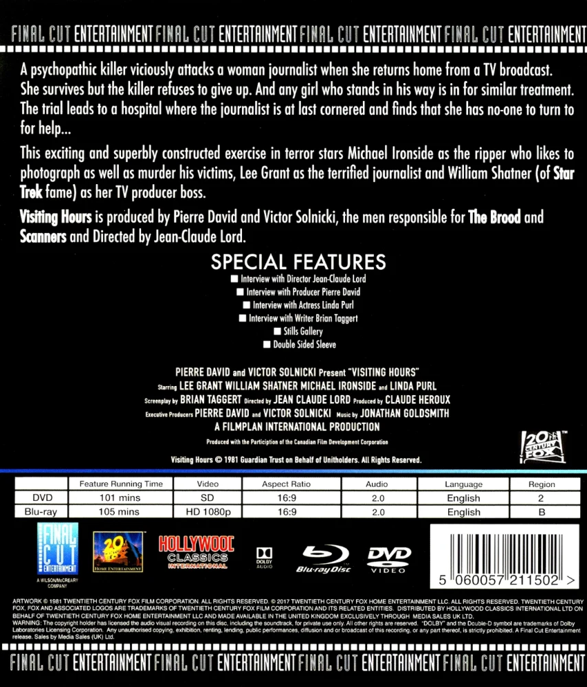 Kuolema kierroksella (Blu-ray + DVD) UNCUT K18 (1982) Visiting Hours