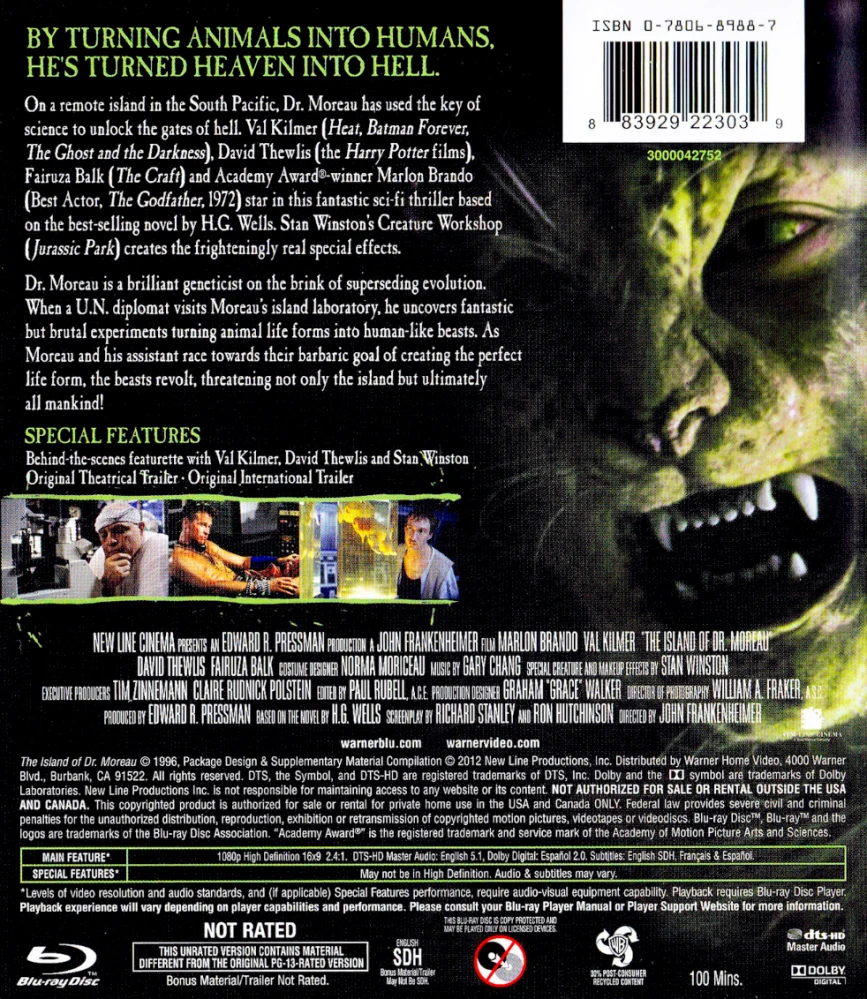 Tohtori Moreaun saari - Leikkaamaton Ohjaajan Versio / The Island of Dr. Moreau - Unrated Director's Cut (Blu-ray)