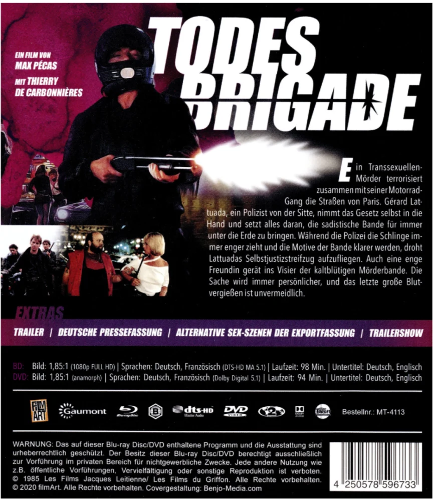 Death Squad (Blu-ray + DVD) Brigade des moeurs - Brigade of Death (Uncut)