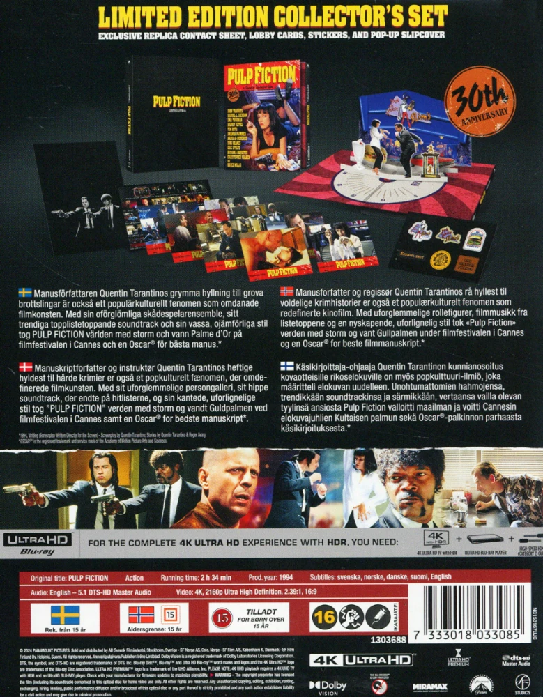 Pulp Fiction: Tarinoita väkivallasta (1994) 30th Anniversary Limited Edition (4K Ultra HD)