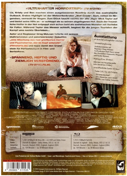 Wolf Creek - Limited Edition Mediabook B (4K Ultra HD + Blu-ray) Unrated version