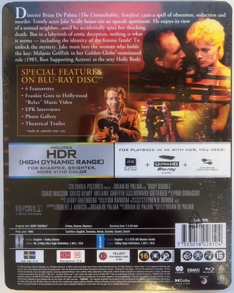 Body Double / Kuolema tulee kahdesti - Limited Edition Steelbook (4K Ultra HD + Blu-ray)