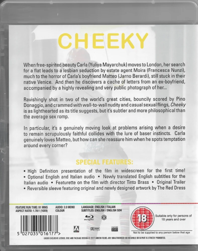 Cheeky (Blu-ray) ohjaus Tinto Brass (2000) ARROW (Tra(sgre)dire)