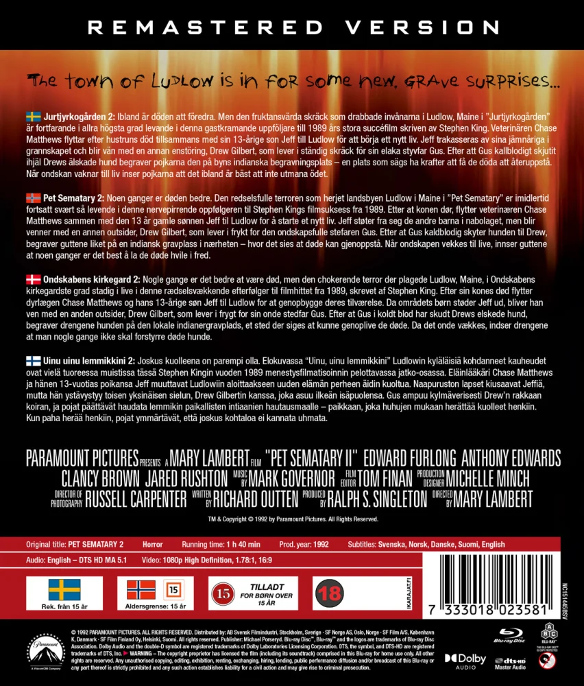 Uinu, uinu lemmikkini 2 - Pet Sematary 2 (Blu-ray) Remastered Version