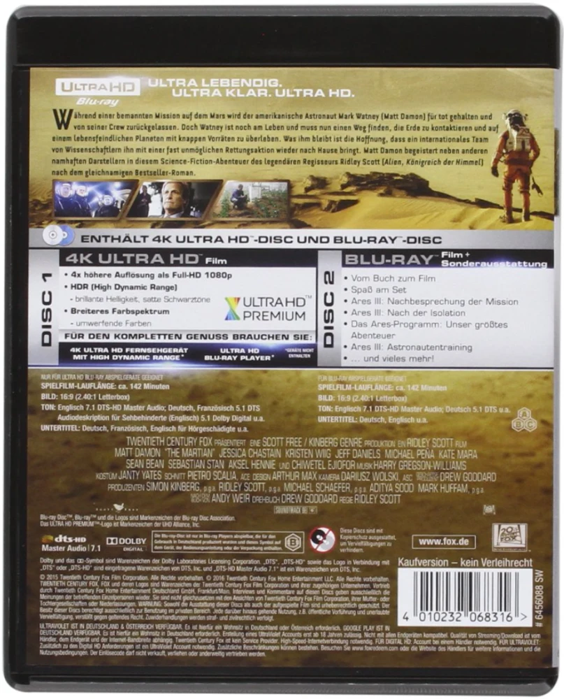 The Martian - Yksin Marsissa (4K Ultra HD + Blu-ray)