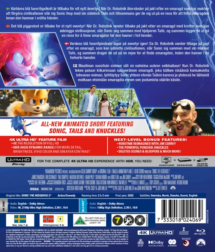 Sonic the Hedgehog 2 (4K Ultra HD + Blu-ray) Sonic the Movie 2