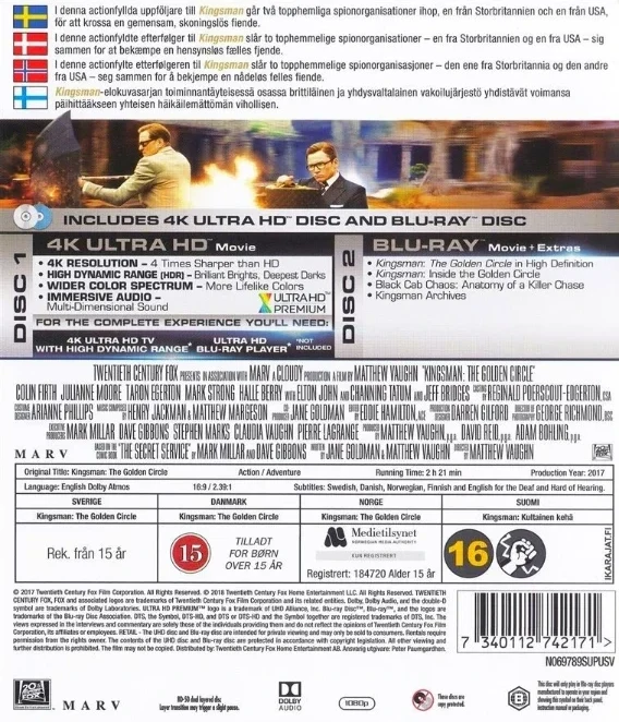 Kingsman: Kultainen kehä (4K Ultra HD + Blu-ray) Kingsman - The Golden Circle