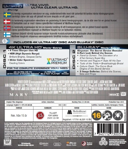 Kingsman: Salainen palvelu (4K Ultra HD + Blu-ray) Kingsman: The Secret Service