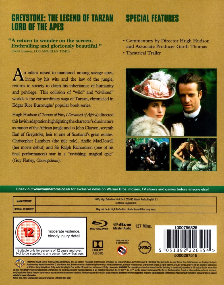 Greystoke: Legenda Tarzanista, apinain kuninkaasta / Greystoke: The Legend of Tarzan, Lord of the Apes (Blu-ray) Premium Collection