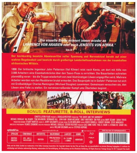 Yön metsästäjät - The Ghost and the Darkness (Blu-ray) Leikkaamaton (Remastered)