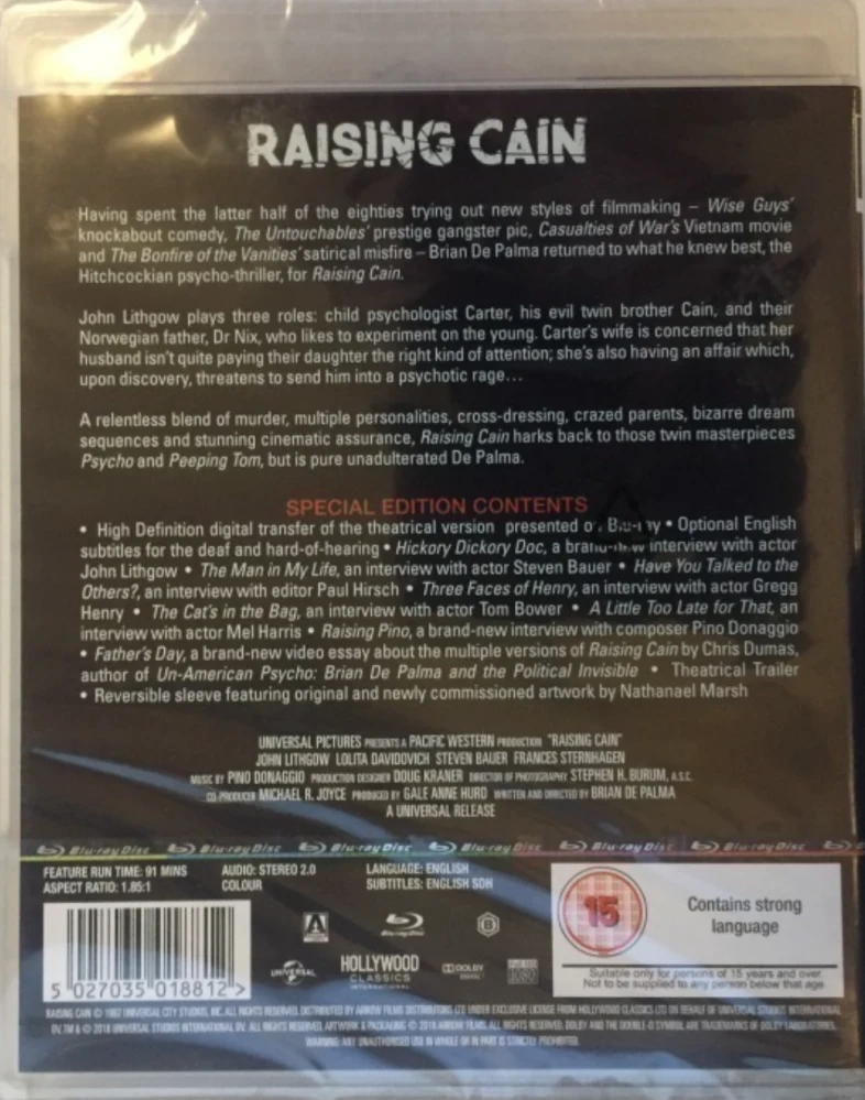 Kahdet kasvot - Raising Cain - Special Edition [Blu-ray] Arrow