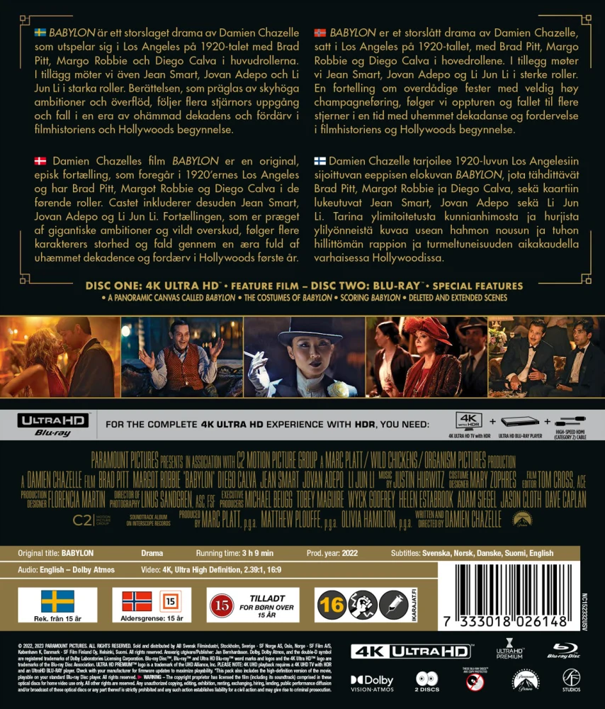 Babylon (2022) (4K UHD + Bonus Blu-ray) Brad Pitt