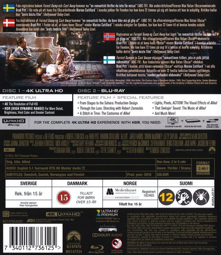 Liittoutuneet - Allied (4K Ultra HD + Blu-ray)