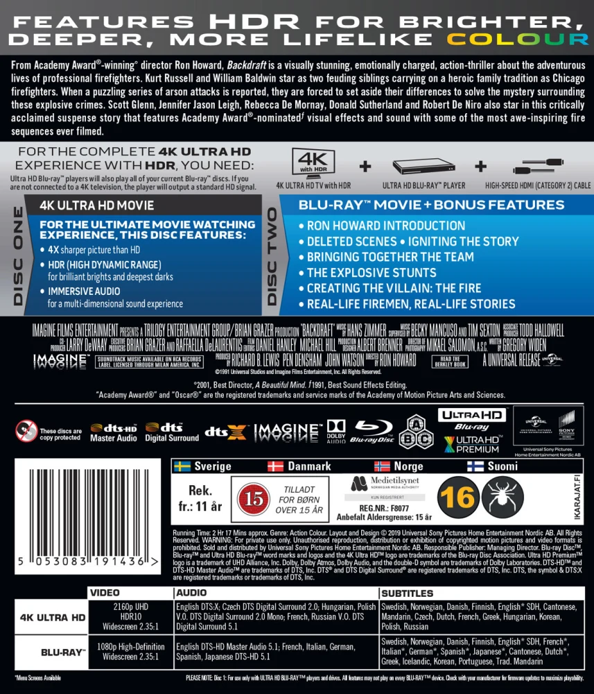 Tulimyrsky - Backdraft (4K Ultra HD + Blu-ray)