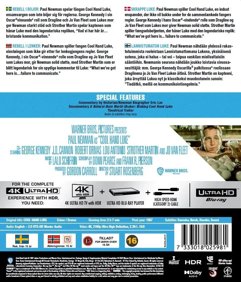 Lannistumaton Luke - Cool Hand Luke (4K Ultra HD) 1967
