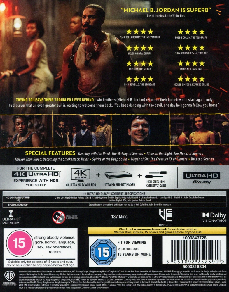 Sinners [4K Ultra HD] Michael B. Jordan [2025] (Slipcover)