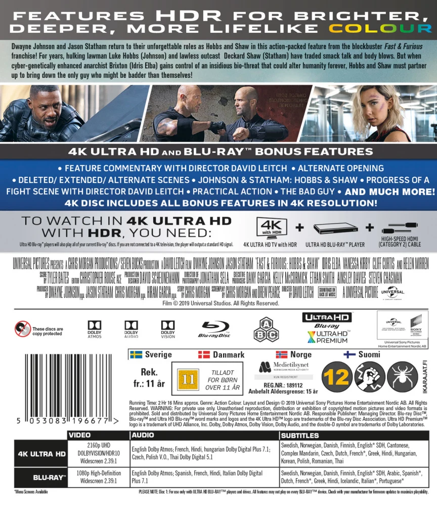The Fast & Furious: Hobbs & Shaw (4K Ultra HD + Blu-ray) Fast & Furious Presents: Hobbs & Shaw