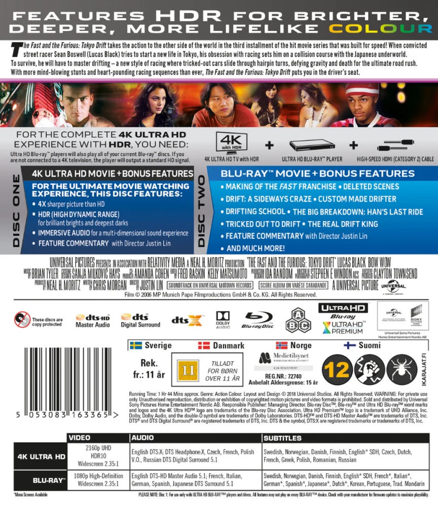 Hurjapäät: Tokio Drift (4K Ultra HD + Blu-ray) Fast and the Furious - Tokyo Drift (Fast and the Furious 3)