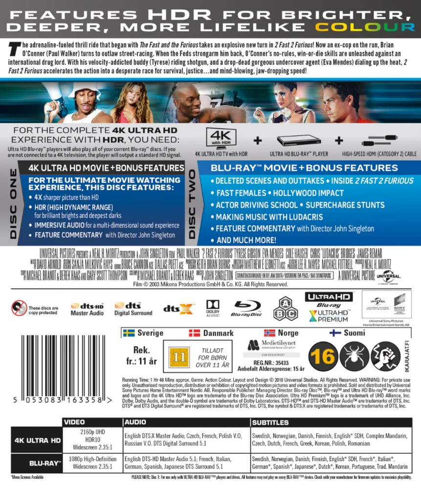2 Fast 2 Furious (4K Ultra HD + Blu-ray) Fast and Furious 2 