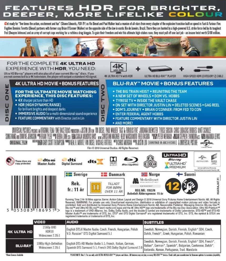 Fast Five (4K Ultra HD + Blu-ray) The Fast & Furious 5