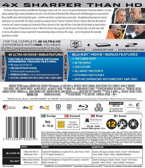 Fast and Furious 8 (4K Ultra HD + Blu-ray) The Fate of the Furious