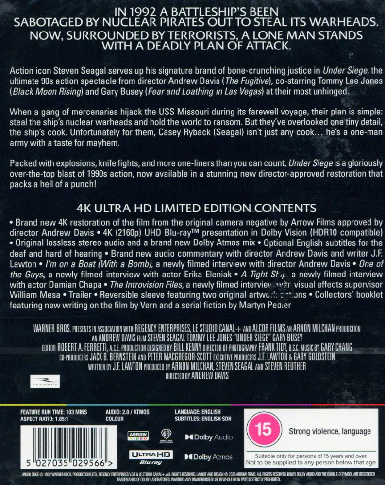 Kaappaus merellä - Under Siege - Limited Edition Slipcover (4K Ultra HD) Vihkonen