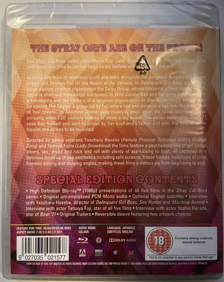 Stray Cat Rock - Collection (2x Blu-ray) Arrow (Delinquent Girl Boss / Wild Jumbo / Sex Hunter / Machine Animal / Beat '71)
