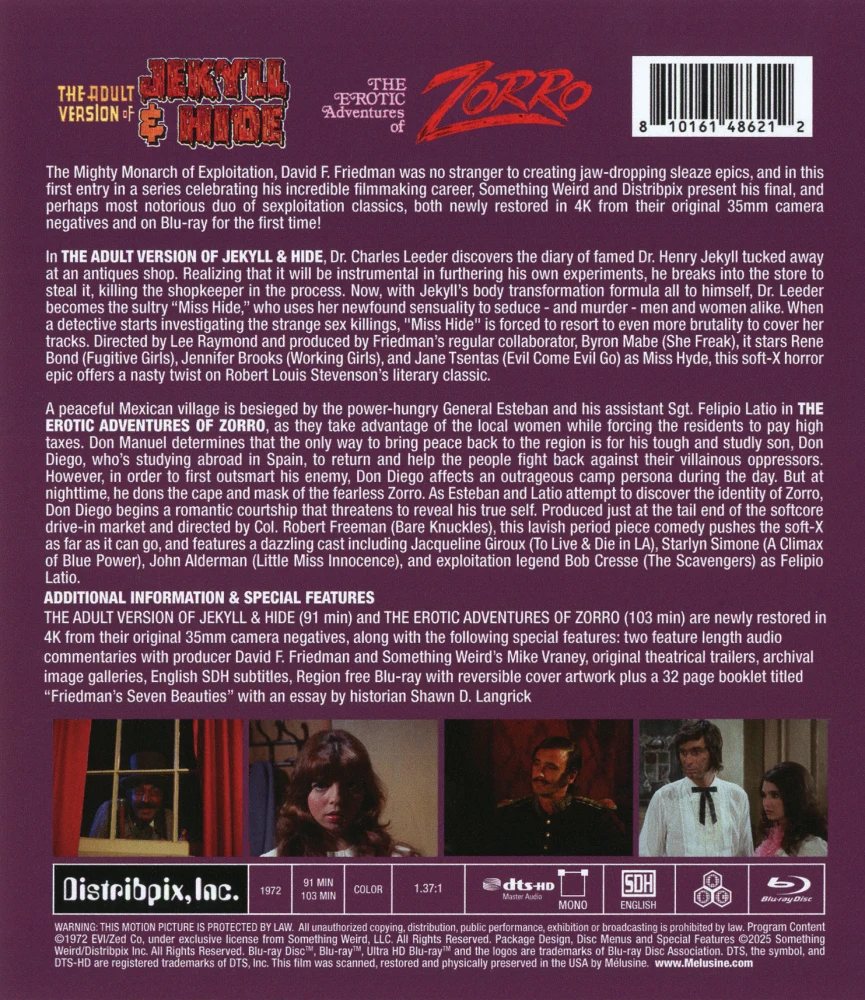 The Adult Version Of Jekyll & Hide + The Erotic Adventures of Zorro (Zorron salattu seksuaalielämä) (Banned) (Blu-ray) Limited Edition Slipcase (Limited - 3,000 copies)