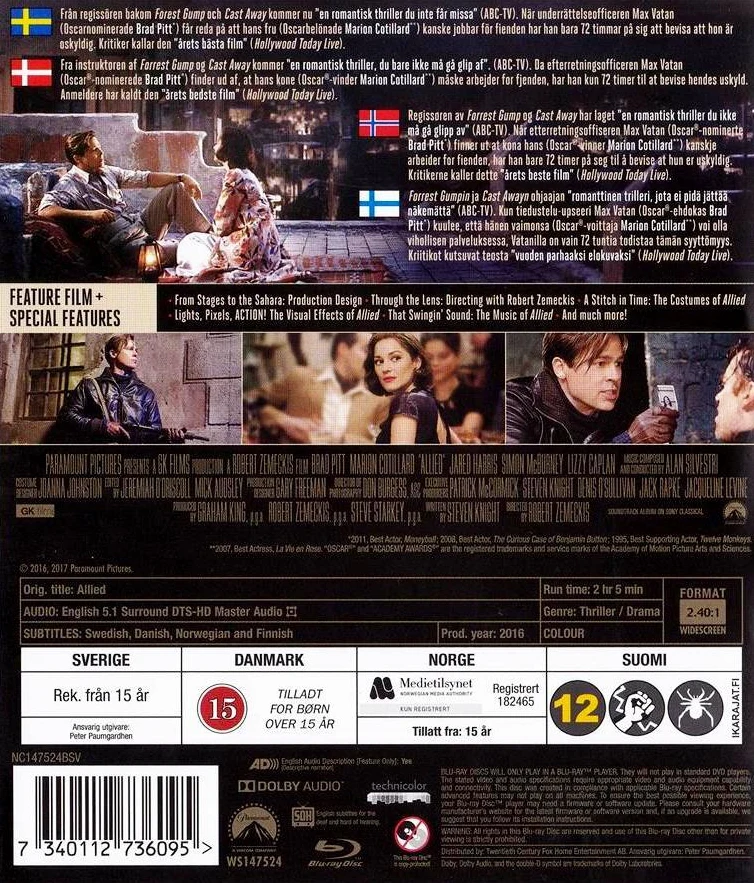 Liittoutuneet - Allied (Blu-ray)