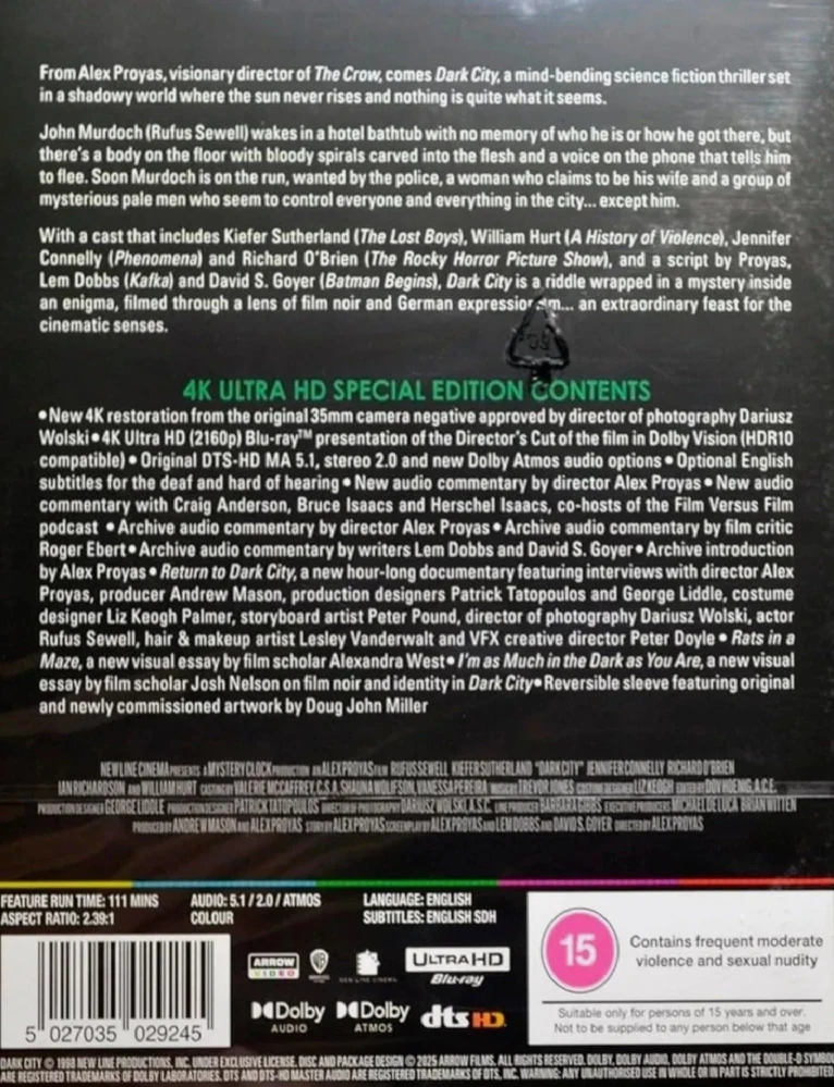 Dark City - Special Edition (4K Ultra HD) Director's Cut (Arrow)