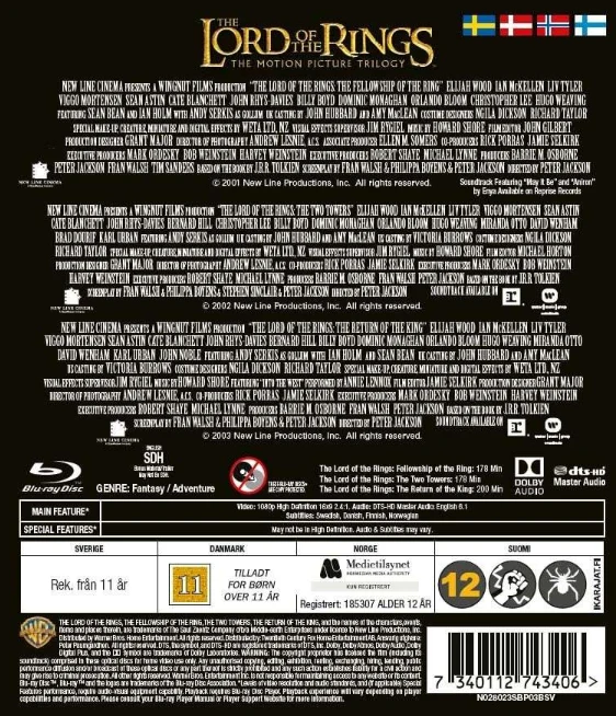 Taru Sormusten Herrasta Trilogia - The Lord of the Rings Trilogy - Elokuvateatteriversiot (3xBlu-ray) Taru sormusten herrasta: Sormuksen ritarit Original title: The Lord of the Rings: The Fellowship of the Ring / Taru sormusten herrasta: Kaksi tornia Orig