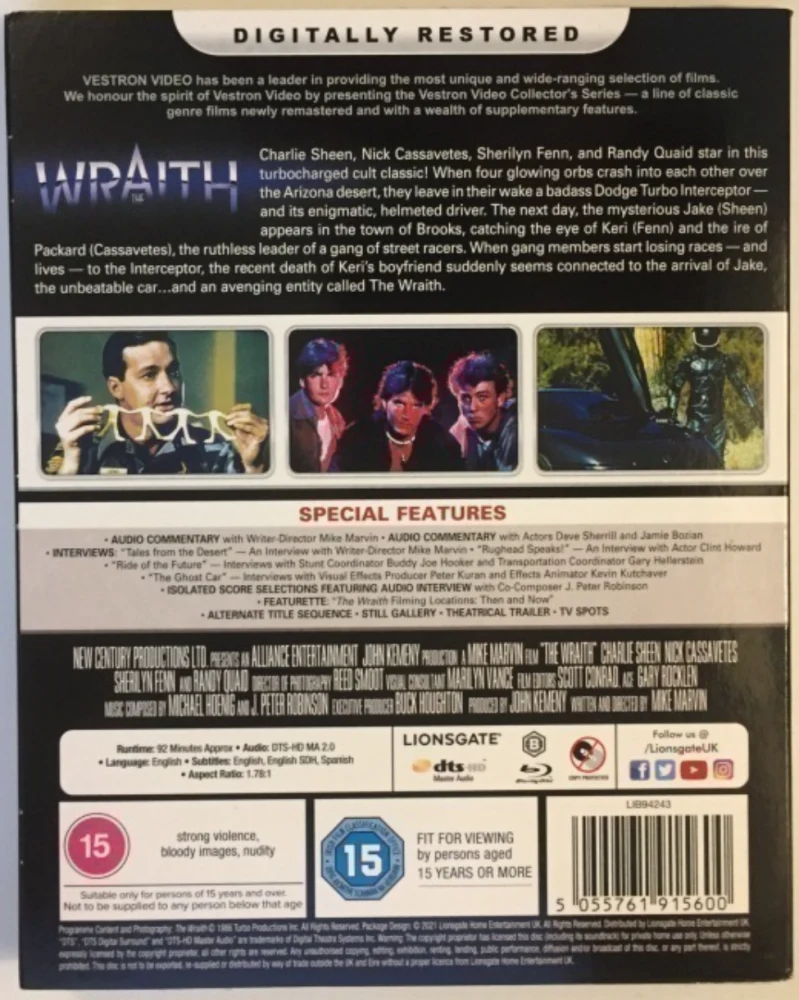 Kosto rajan takaa - The Wraith (Blu-ray) Slipcover