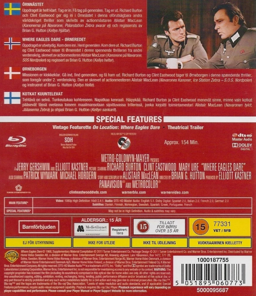 Kotkat kuuntelevat - Where Eagles Dare (1968) Blu-ray