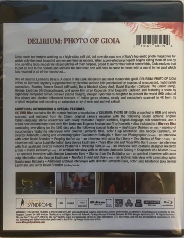 Delirium: Photo of Gioia (4K Ultra HD + Blu-ray) Vinegar Syndrome