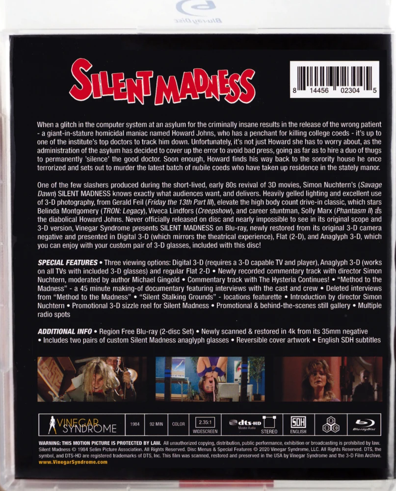 Silent Madness in 3D (Blu-ray 3D + Blu-ray) (4K masteroitu) Vinegar Syndrome / Aito Blu-ray 3D + Blu-ray + Anaglyph 3D