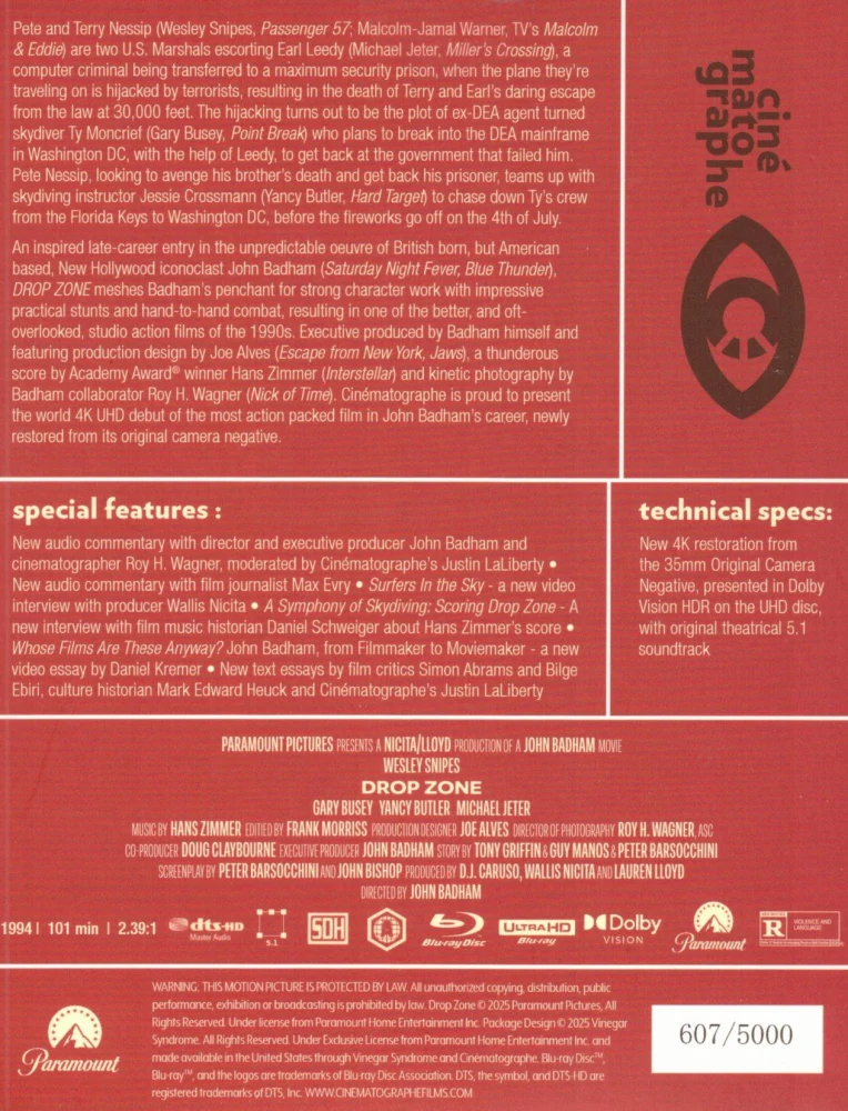 Drop Zone - pudotusalue - Limited Edition Slipcase (4K Ultra HD + Blu-ray) Vinegar Syndrome (Numeroitu painos - numero on eri kuin kuvassa) Exclusive Mediabook