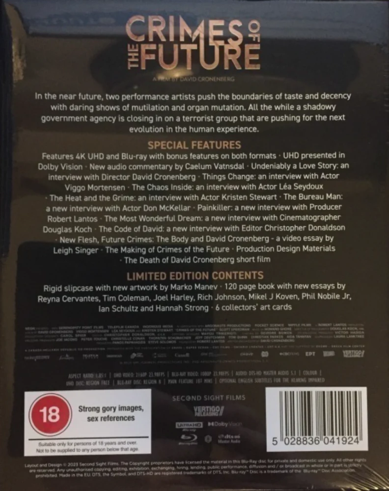Crimes of the Future - Limited Edition (4K Ultra HD & Blu-ray) Second Sight