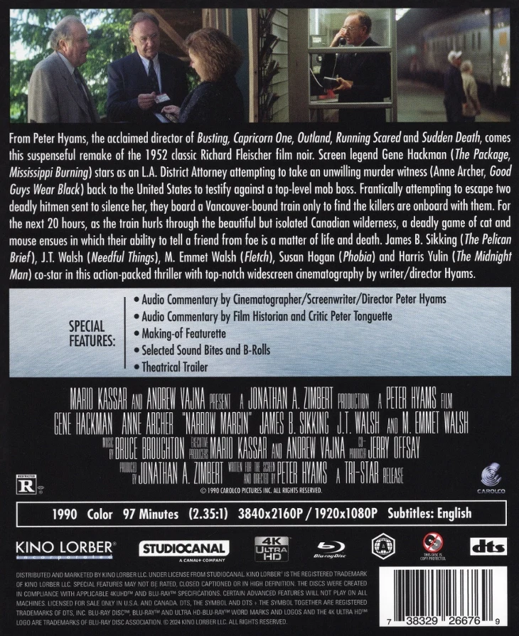 Lähellä kuolemaa - Narrow Margin (4K Ultra HD + Blu-ray) Slipcover. Kino Lorber
