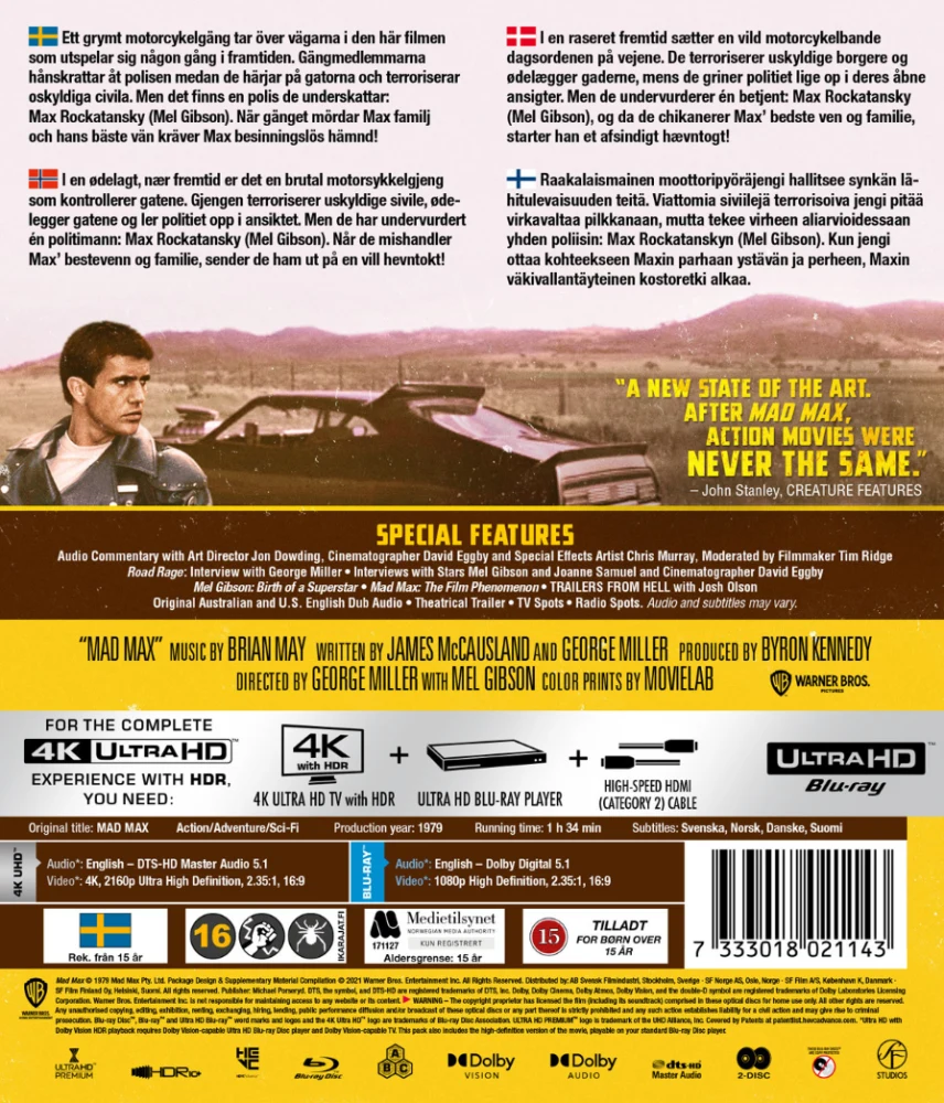 Mad Max (1979) (4K Ultra HD + Blu-ray) 1979 (Mel Gibson)