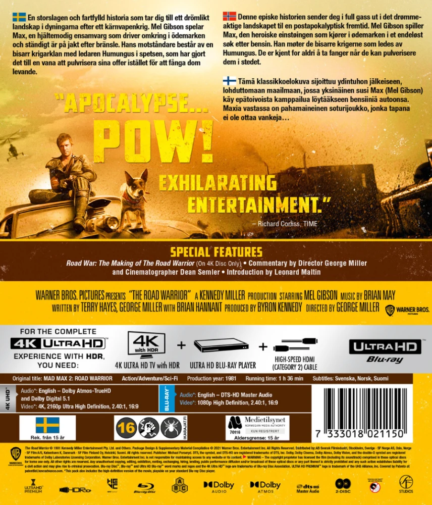 Asfalttisoturi - Mad Max 2: The Road Warrior (4K Ultra HD + Blu-ray)
