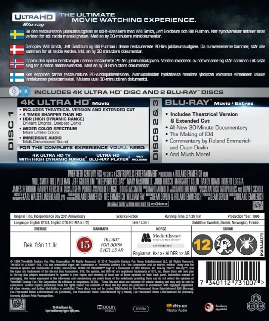 Independence Day - Maailmojen sota - 20th Anniversary Edition (4K Ultra HD + Blu-ray)