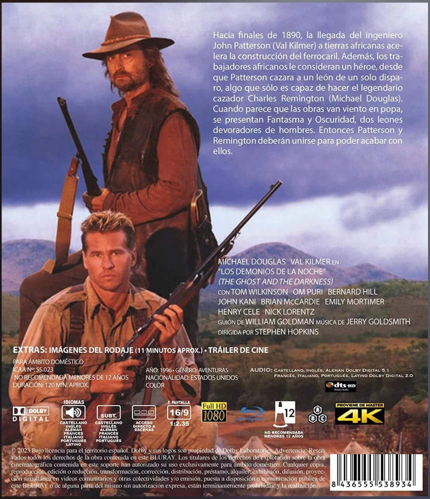 Yön metsästäjät / The Ghost and the Darkness (Blu-ray) 4K masteroitu! (UNCUT - Leikkaamaton)