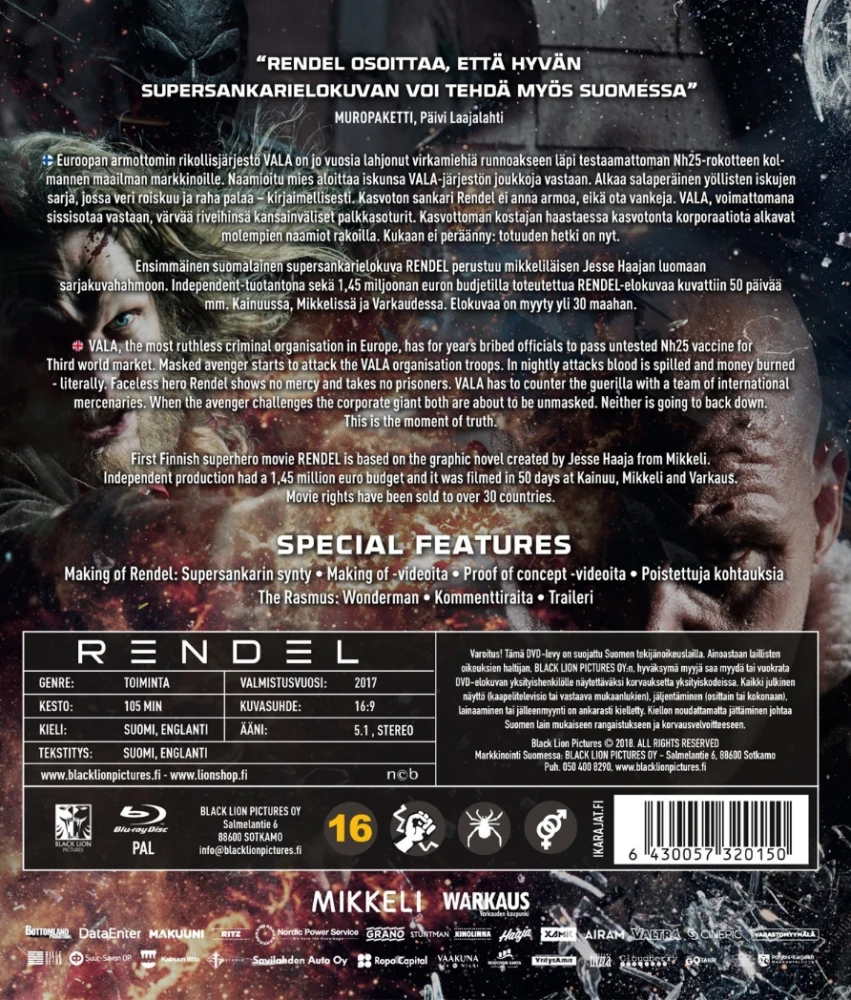 Rendel (Blu-ray) Aake Kalliala, Reino Nordin (2017)