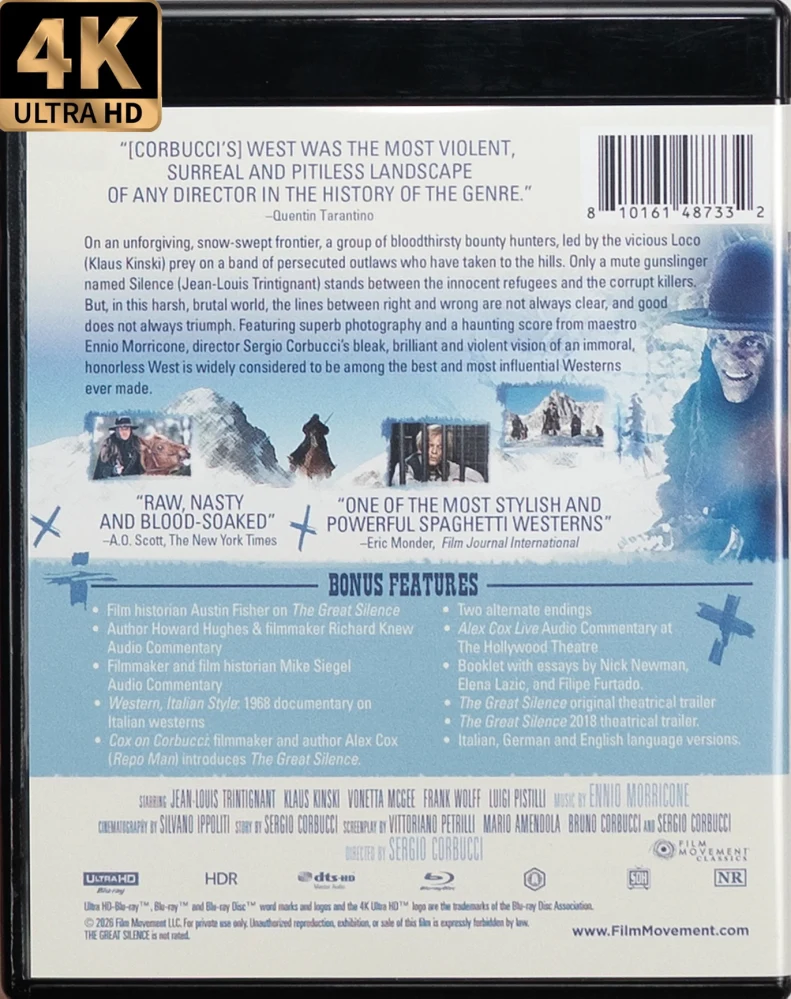 Suuri hiljaisuus - The Great Silence (2-Disc Set: 4K Ultra HD + Region A Blu-ray)