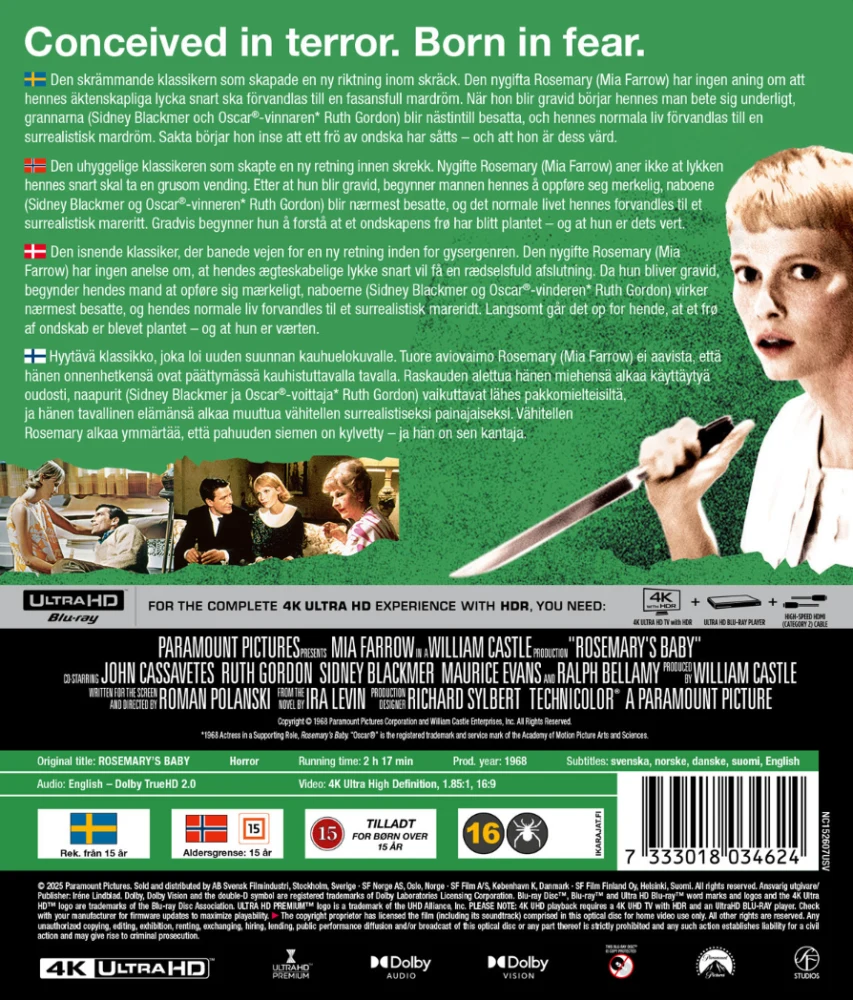 Rosemary’s Baby (1968) (4K Ultra HD) Rosemaryn painajainen