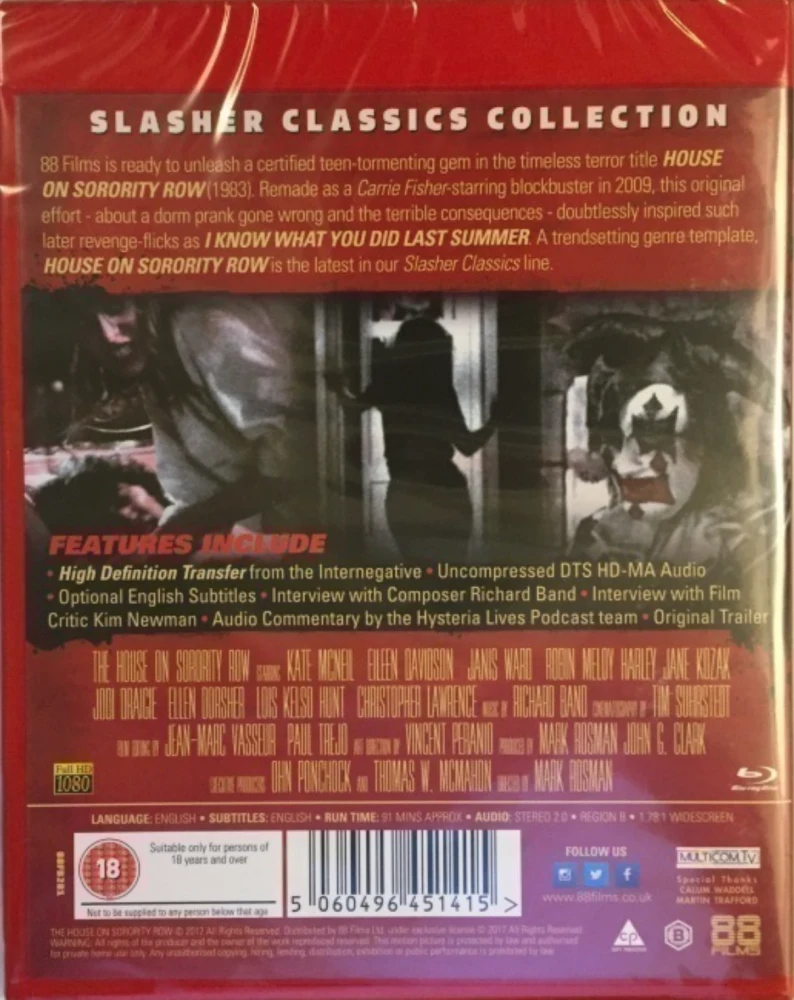 7 Syntistä Sisarta - Slasher Classics Collection 31# (88Films) The House on Sorority Row aka House of Evil ; Seven Sisters ; Siete mujeres atrapadas (Blu-ray)