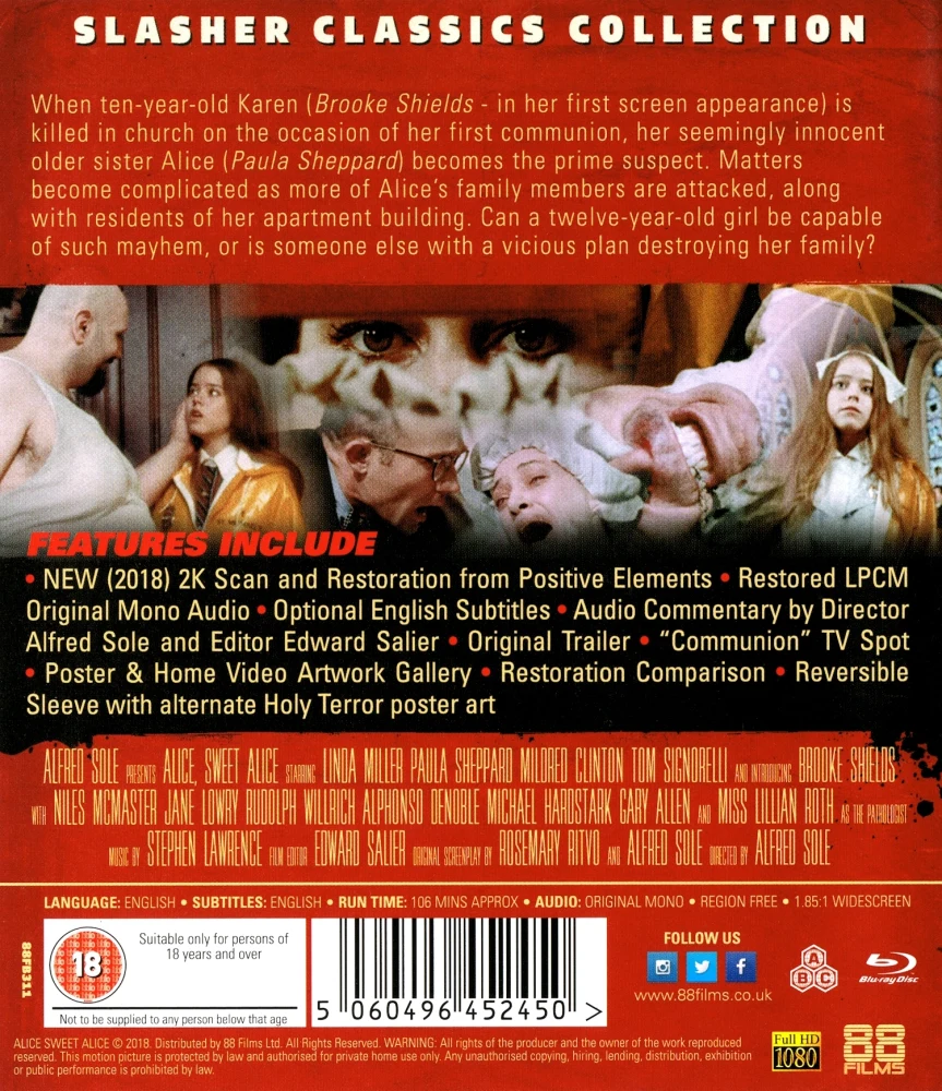 Alice Sweet Alice (Blu-ray) Communion (Slasher Classics Collection 35#) Holy Terror