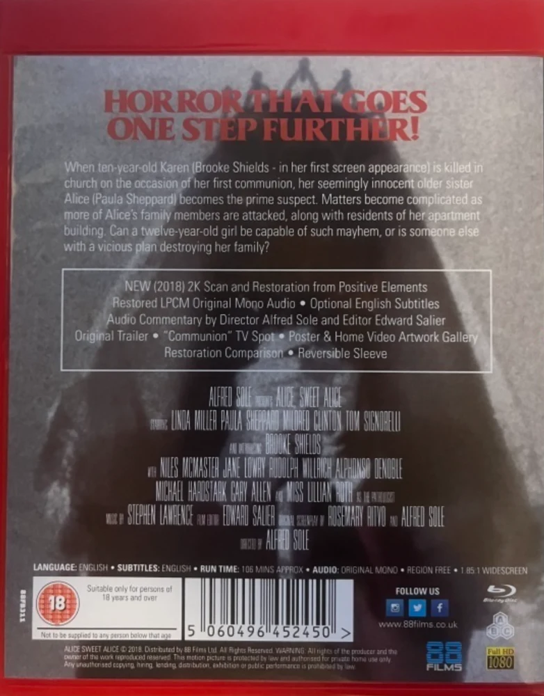 Alice Sweet Alice (Blu-ray) Communion (Slasher Classics Collection 35#) Holy Terror
